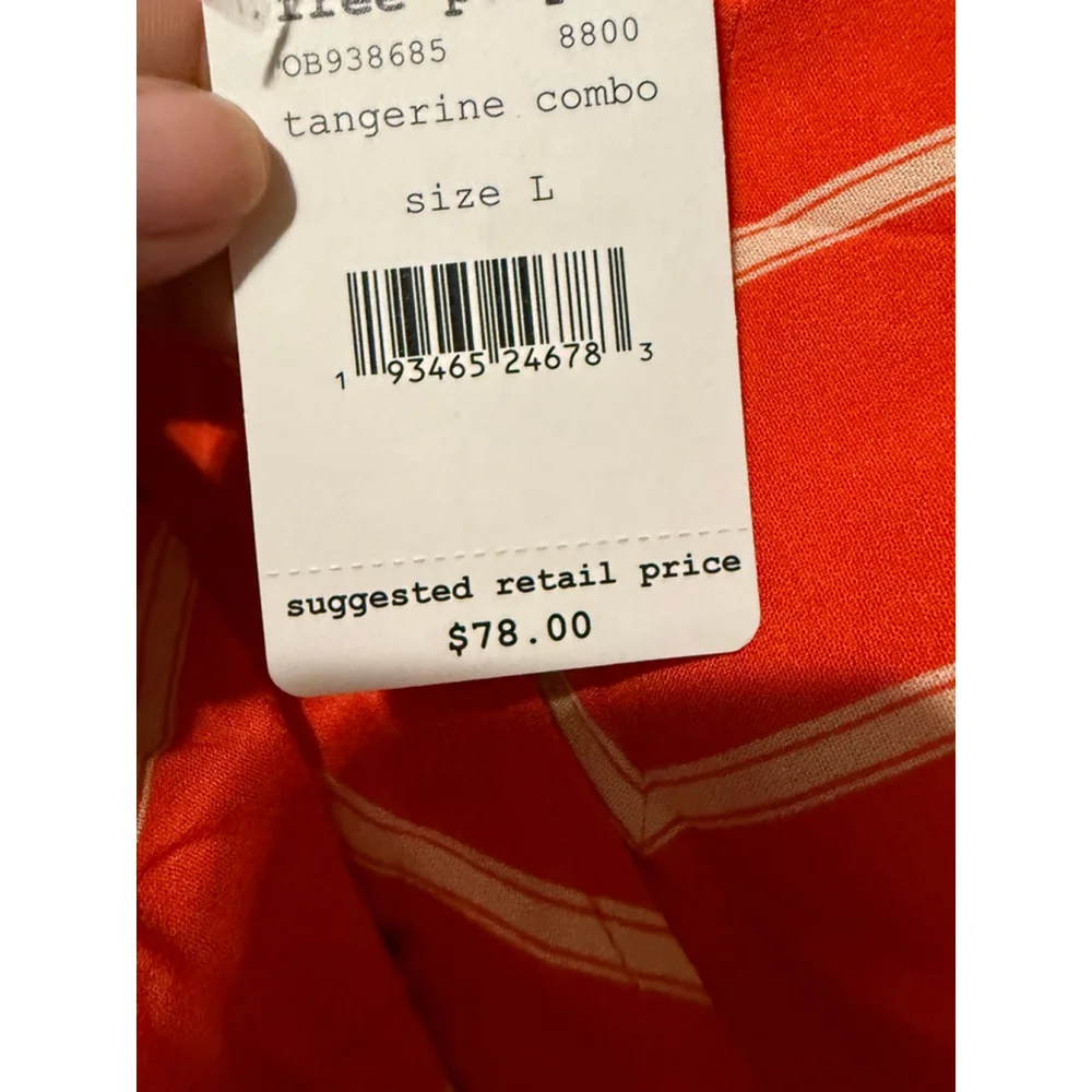 Women's Free People Orange White Striped Blouse Size L